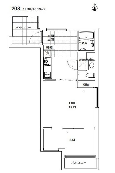この画像はSOLAZ都立大学203号室の間取り図です。