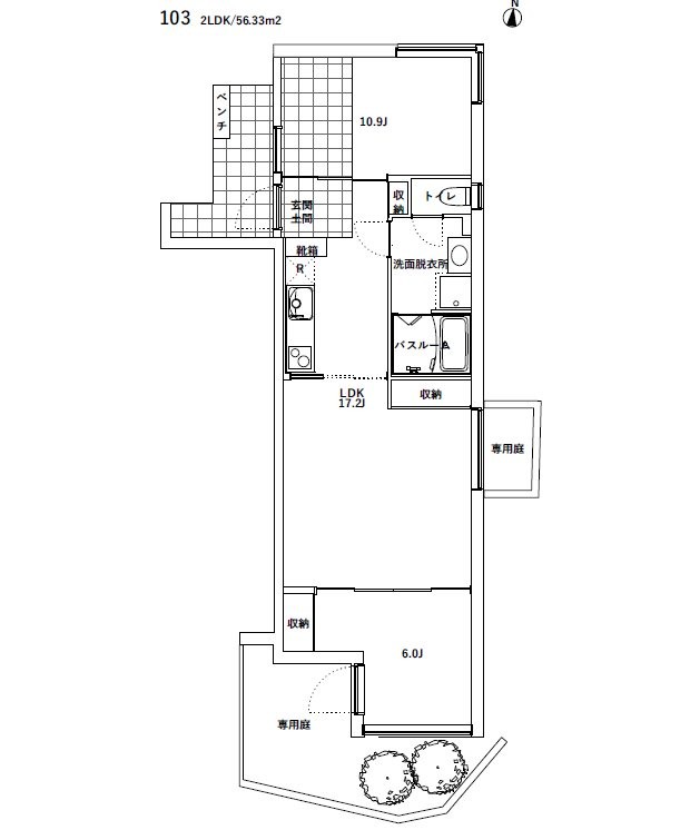 この画像はSOLAZ都立大学103号室の間取り図です。
