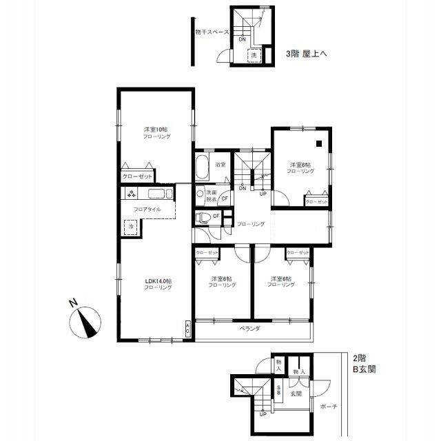 3階屋上利用可能☆4LDK★(間取)