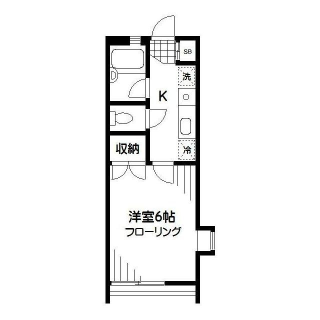 1Kでバストイレ別です。(間取)
