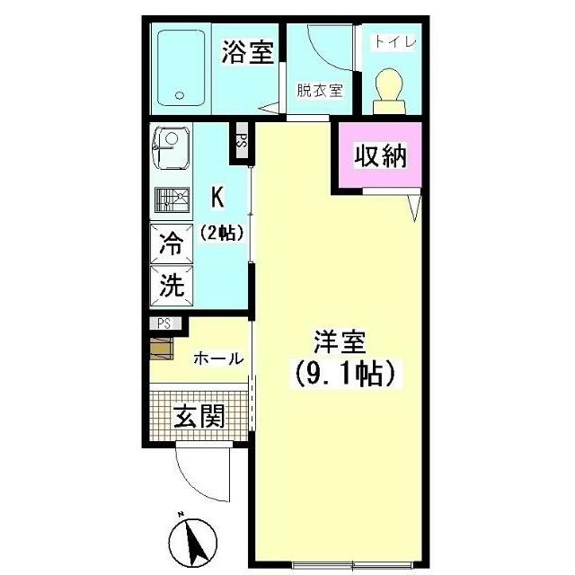 約28m2のゆとりある1Kタイプ！(間取)