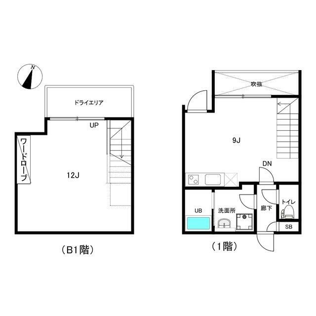 メゾネットタイプのお部屋になります。(間取)