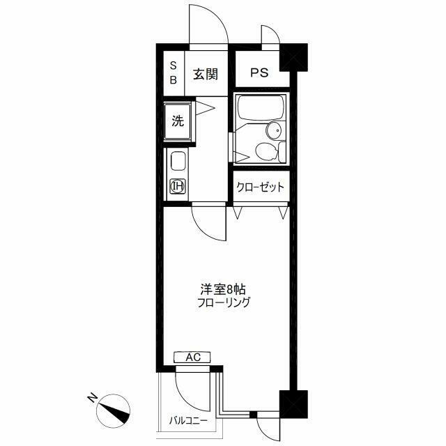 西向き・1K(間取)