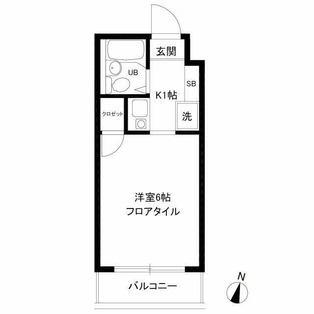 南向き♪1Kタイプ(間取)