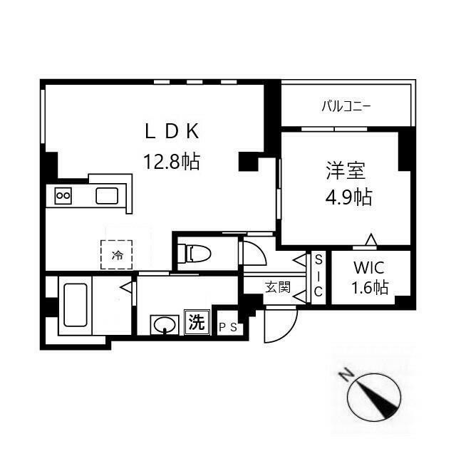 1LDK（43.26m2）(間取)