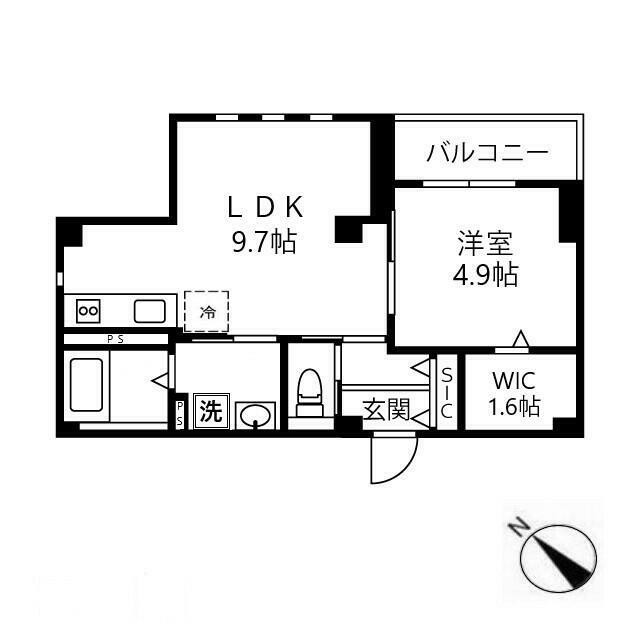 1LDK（35.52m2）(間取)