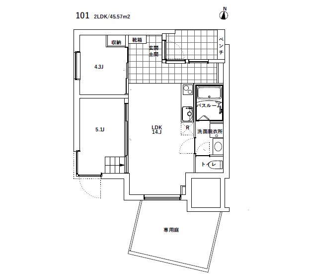 この画像はSOLAZ都立大学101号室の間取り図です。